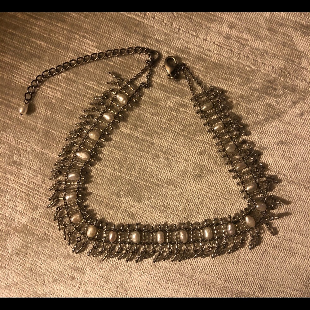 choker necklace pearl/silver